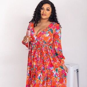 NWOT Pink Lily Floral‎ Long Sleeve Maxi Dress-Women’s XL